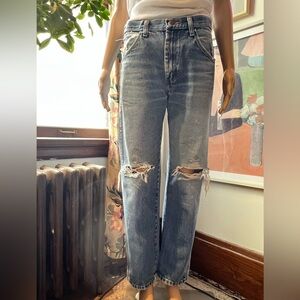 Vintage Rustler E7621PW Women's Straight Leg Perfectly Distressed Jeans